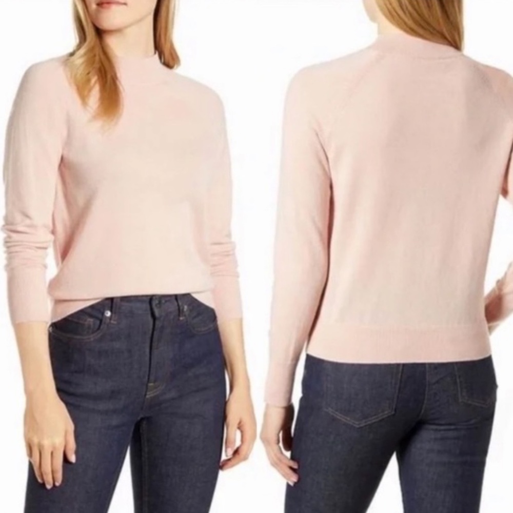 Everlane Pink Mock Neck Cashmere Sweater Size M